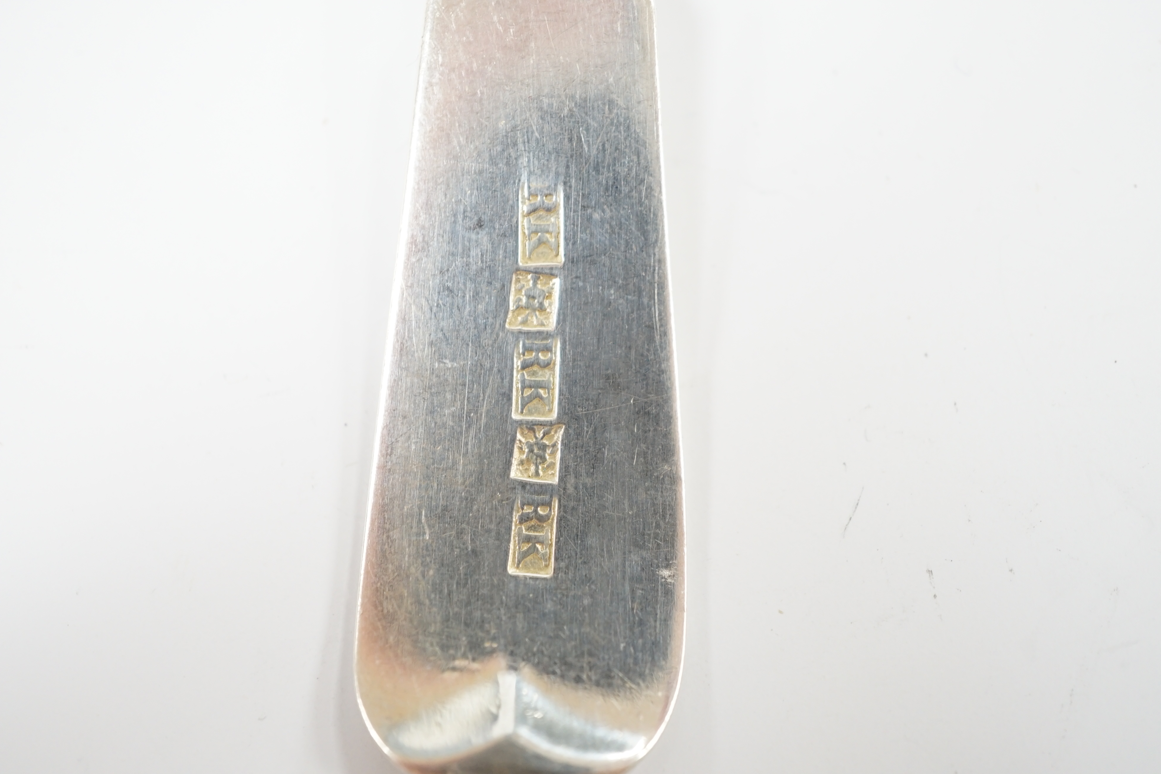 A pair of Victorian Scottish provincial sauce ladles and a set of four teaspoons, Richard Kray II, Perth, circa 1820, 4.3oz. Condition - fair
